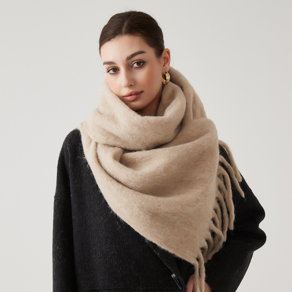 Écharpe en cachemire Mohair pour femme, 40x210cm, châle uni rose, à la mode, chaud, automne hiver