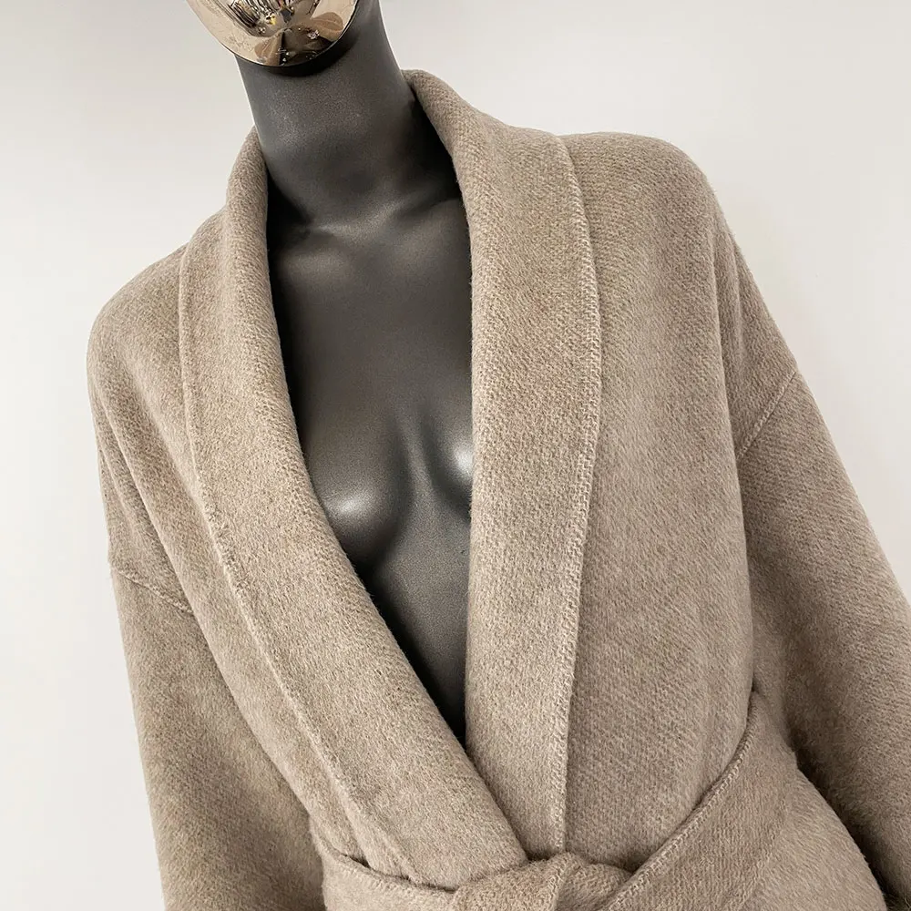 Tempérament d'hiver manteau en laine véritable court et Long poignets amovibles veste en fourrure de renard manteau en cachemire veste en laine Double face femmes