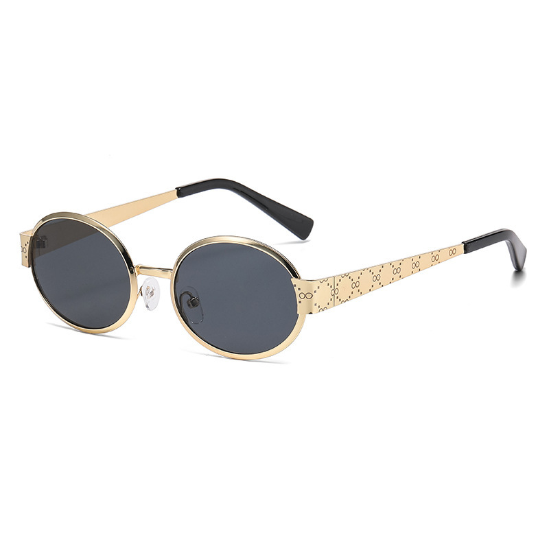 Glamour luxe femmes lunettes de soleil métal ovale marque lunettes de soleil pour dames élégant concepteur nuances UV400