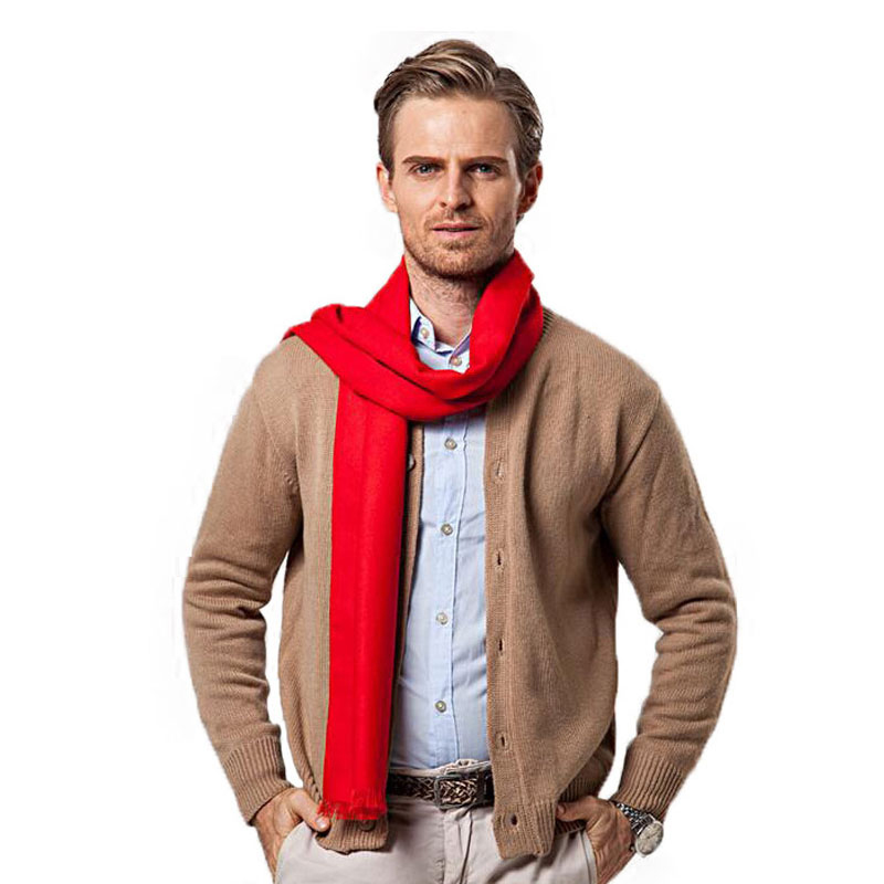 Écharpe monochrome en cachemire pour homme, châle en laine douce, écharpes rouges, marque de luxe, style designer, mode hivernale, document