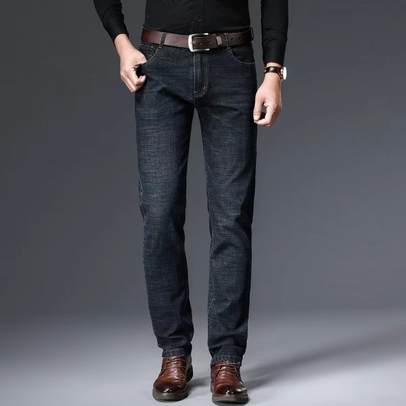 Pantalon en jean droit souple pour homme, collection automne 2024, style classique, noir, type biker, salopette masculine
