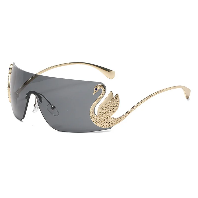Nouveau Y2k Vintage lunettes de soleil sans monture femmes marque de luxe Design lunettes de soleil Punk populaire une pièce lentille lunettes