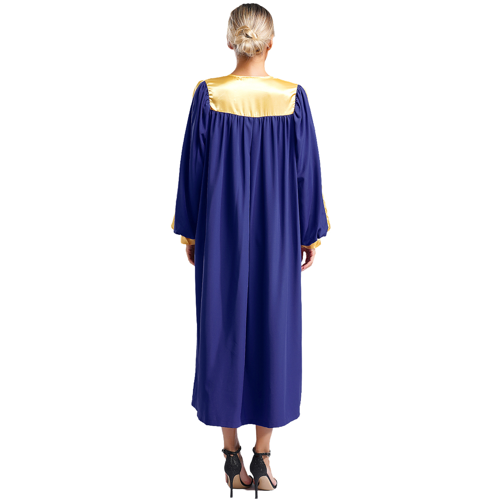 Robe de culte de chorale d'église pour femmes et hommes, Robe de danse liturgique, col en v, manches longues, fermeture éclair, Costume de fête Cosplay d'halloween