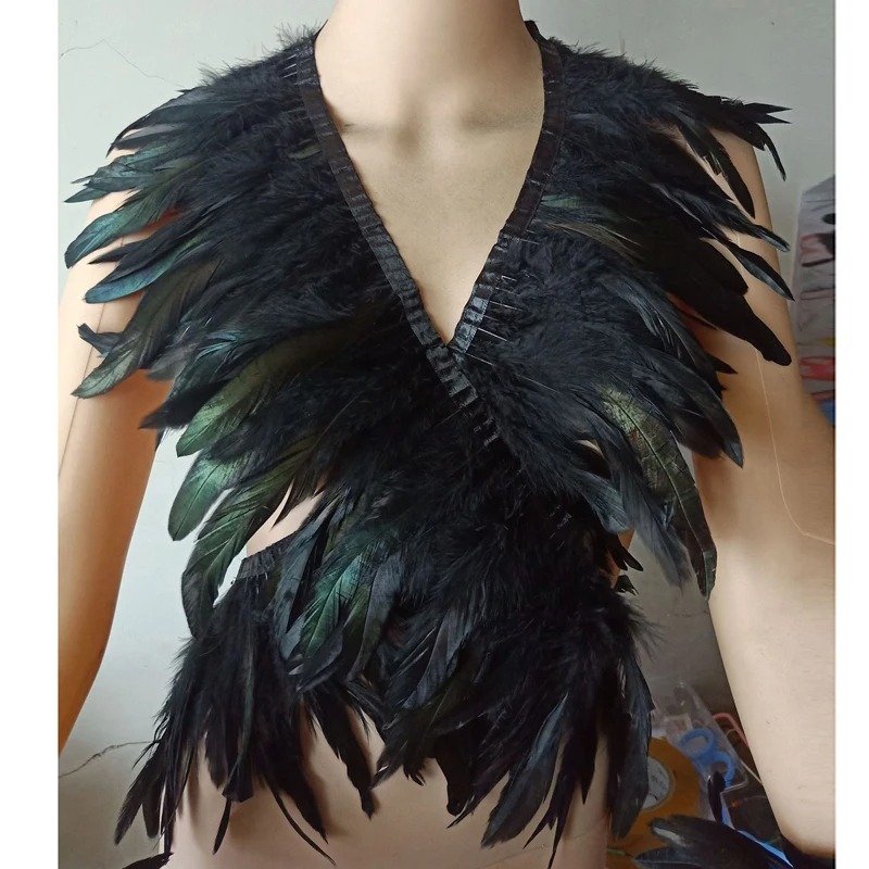 Cape gothique en plumes, châle, enveloppe d'épaule, col à nouer, haussement d'épaules, Costume d'halloween pour femmes et hommes