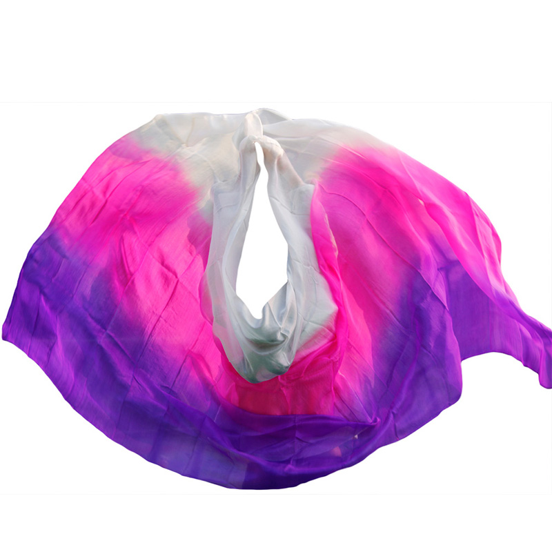100% véritable voile de soie châle femmes écharpe accessoire de Costume personnalisé à la main teint voile de soie danse du ventre pur naturel voile accessoires