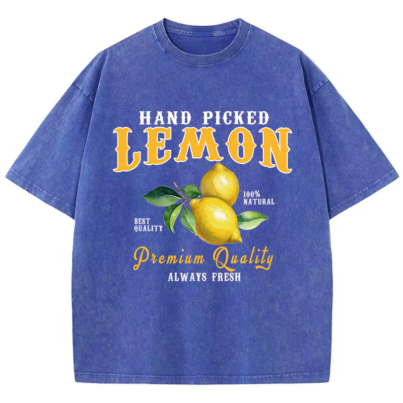 Été citron lavé T-Shirts femmes coton surdimensionné col rond T-Shirts fruits frais imprime hauts décontracté à manches courtes femme vêtements