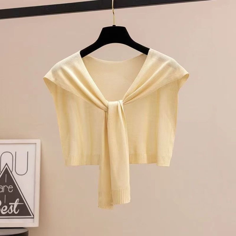 Châle fin en tricot tendance avec nœud, léger, écharpe climatiseuse, faux col, protège-cou pour femmes et filles