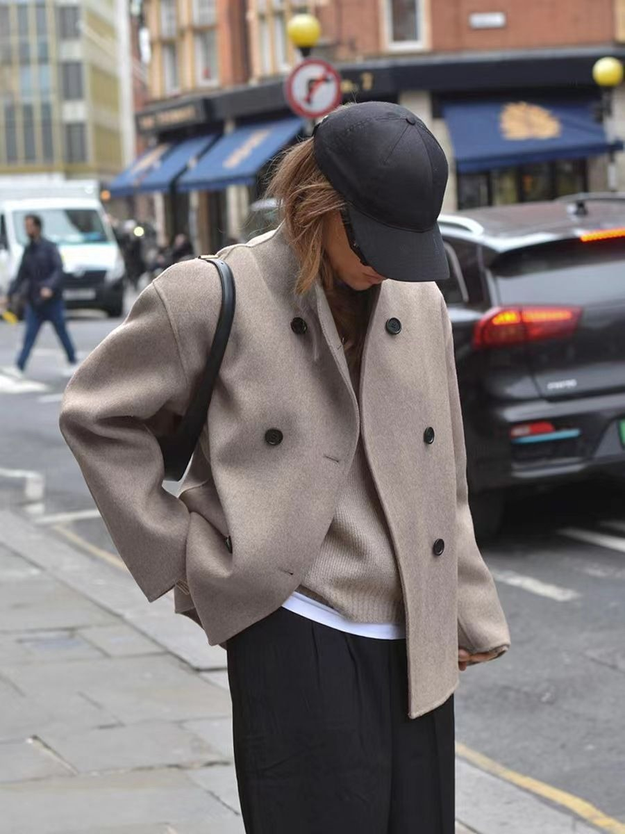 Manteau en laine à Double boutonnage pour femmes, ample, à la mode, nouvelle collection 2025