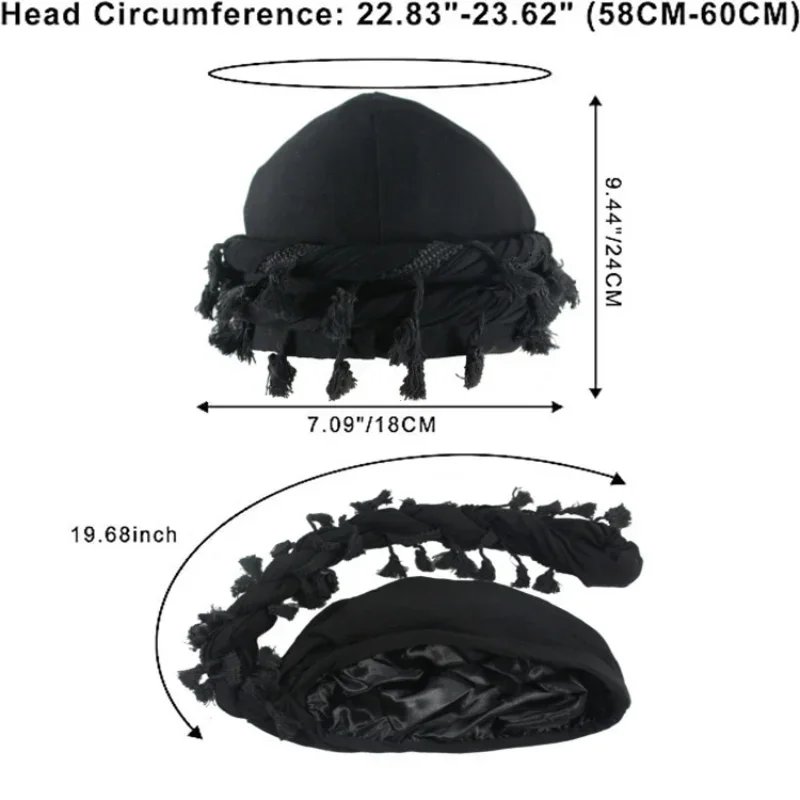 Hommes chapeau Punk bavure garniture queue torsadée frange coton Bandana chapeau Hop Turban chapeaux tête enveloppement bonnet couleur unie Docker chapeau 2024