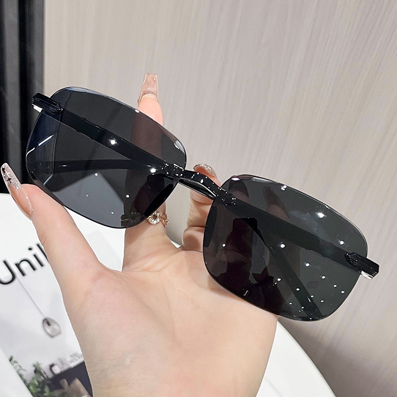 Lunettes de soleil carrées sans monture de luxe pour hommes, ultralégères, pour la conduite, protection UV400, classiques, pour l'extérieur