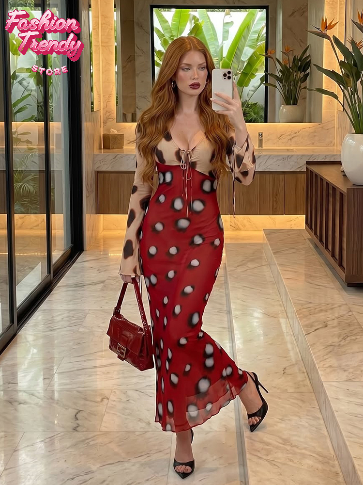 Robe de voyage décontractée rétro à imprimé vache pour femme, sexy, avec empiècements contrastants et grands pois, collection été 2026, pour les vacances à la plage