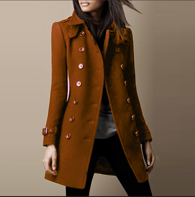 Femmes laine veste manteau automne hiver 2025 Vintage vêtements d'extérieur Double boutonnage col rabattu bureau dame laine pardessus