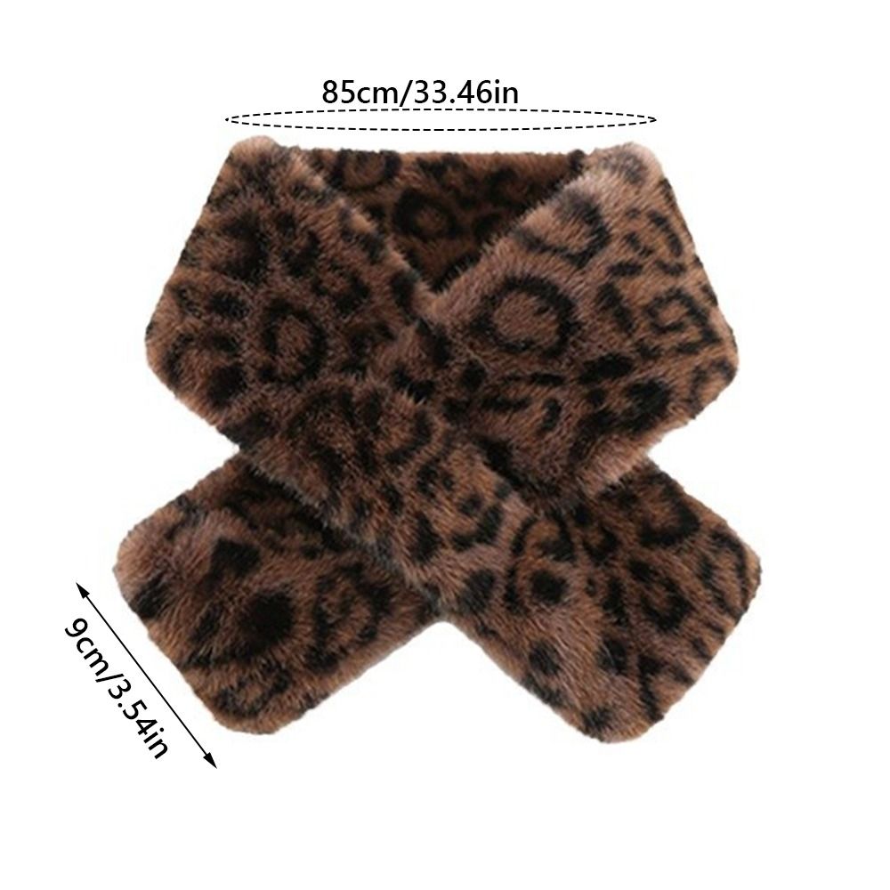 Mignon épaissir chaud imprimé léopard écharpe coupe-vent doux fausse fourrure écharpe Faux col fausse fourrure de lapin écharpe d'hiver vêtements pour femmes