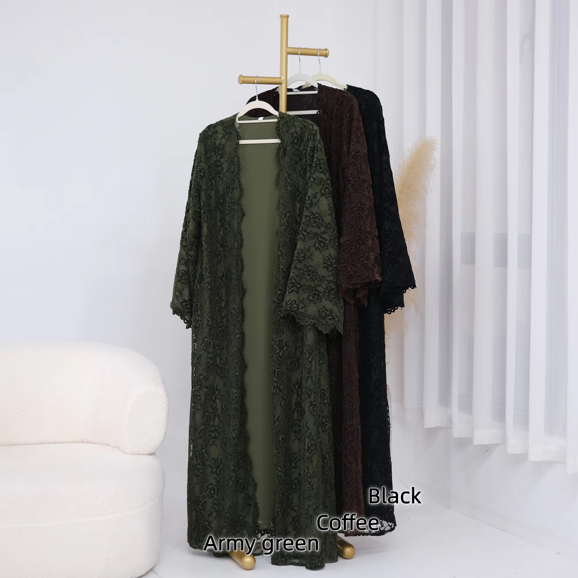 Abaya Modeste Nouvelle Collection Zahraa 2026 – Abaya Ouverte sur le Devant avec Dentelle et Doublure – Robe Cardigan pour Femme pour l'Aïd et le Ramadan