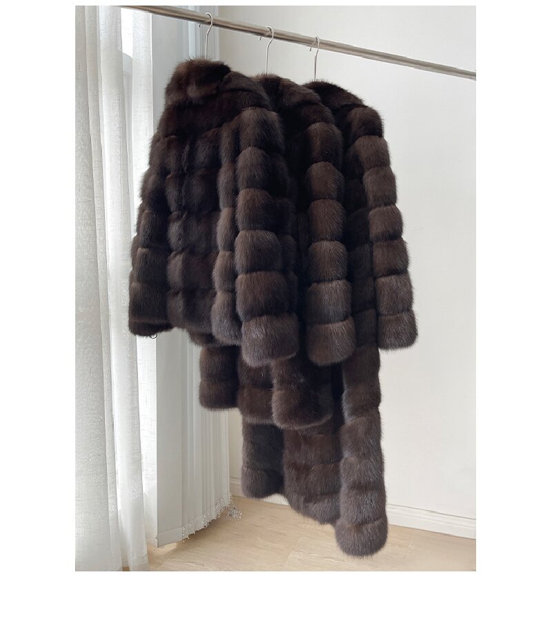 Nouvelle Collection Hiver 2025 – Manteau Court Élégant en Fourrure de Vison Marron Foncé pour Femme, Veste de Luxe Haut de Gamme, Fourrure Écologique, un Must-Have Tendance