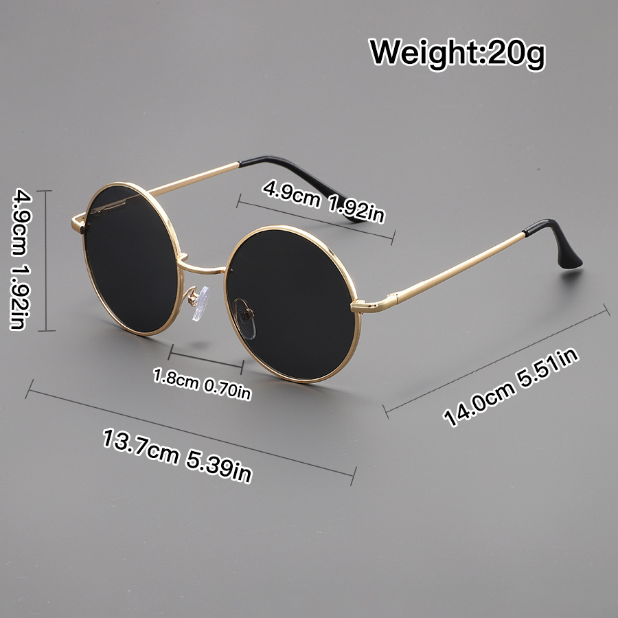 Lunettes de soleil rondes tendance pour hommes et femmes, style vintage, pour la conduite, monture métallique de marque de luxe, Lentes De Sol