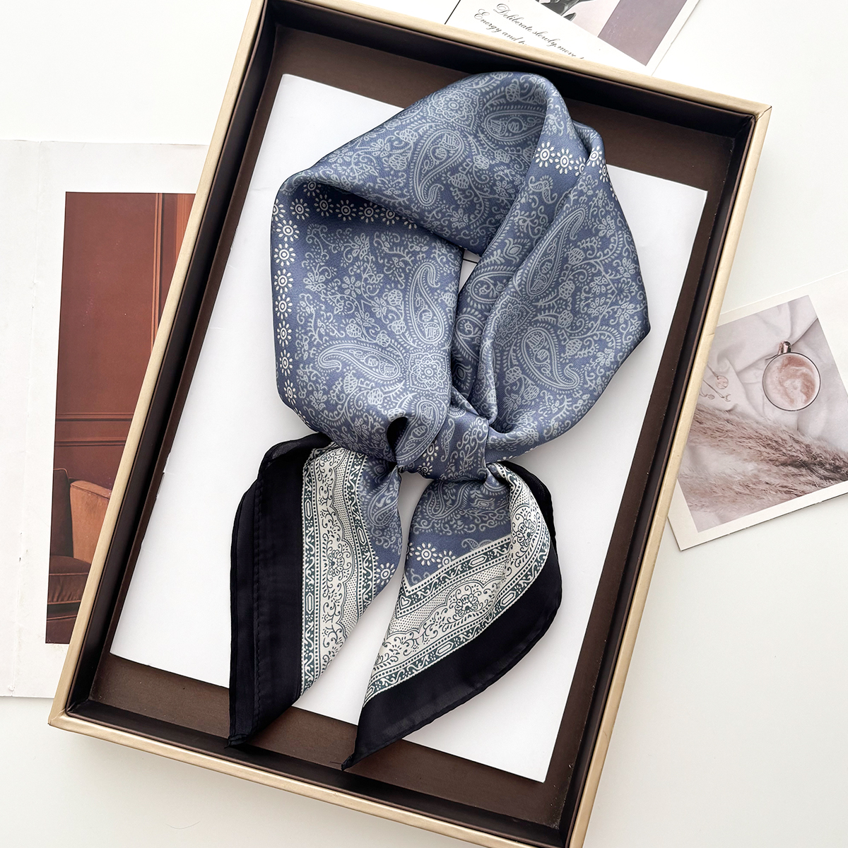 Nouveau 70cm carré Paisley imprimé carré foulard en soie décontracté élégant mince respirant cou femmes coupe-vent tête enveloppement foulards de cheveux