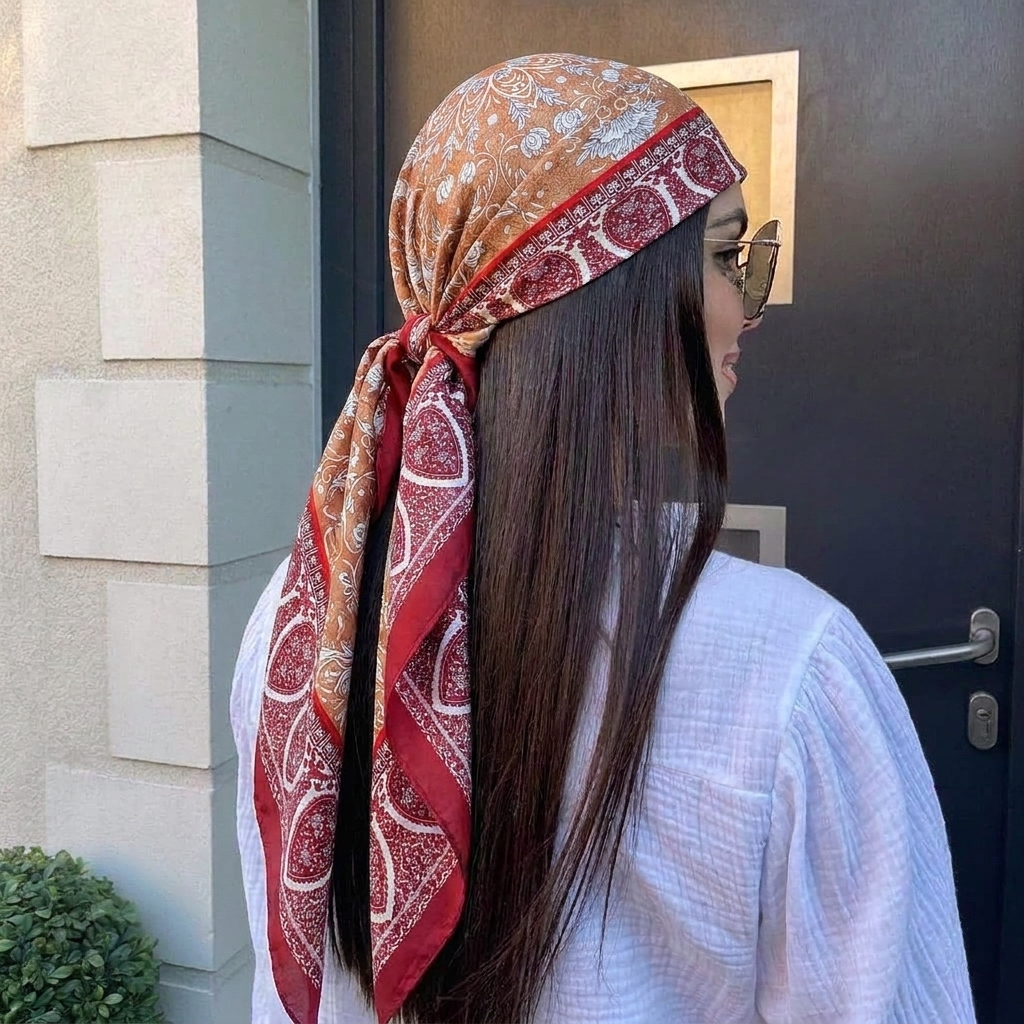 Foulard carré en satin de soie pour femme, 90x90cm, printemps-été, écharpe de plage, bandana, bandeau pour cheveux