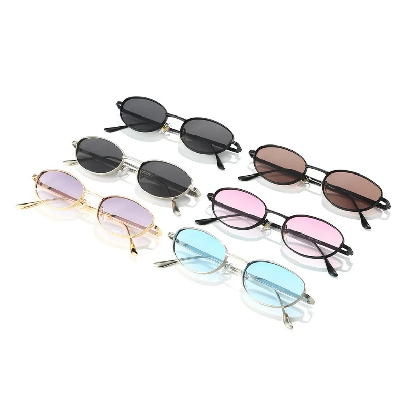 Lunettes de soleil ovales chic et personnalisées à petite monture en métal exquis pour hommes et femmes, lunettes de soleil tendance UV400, lunettes de plage pour femmes