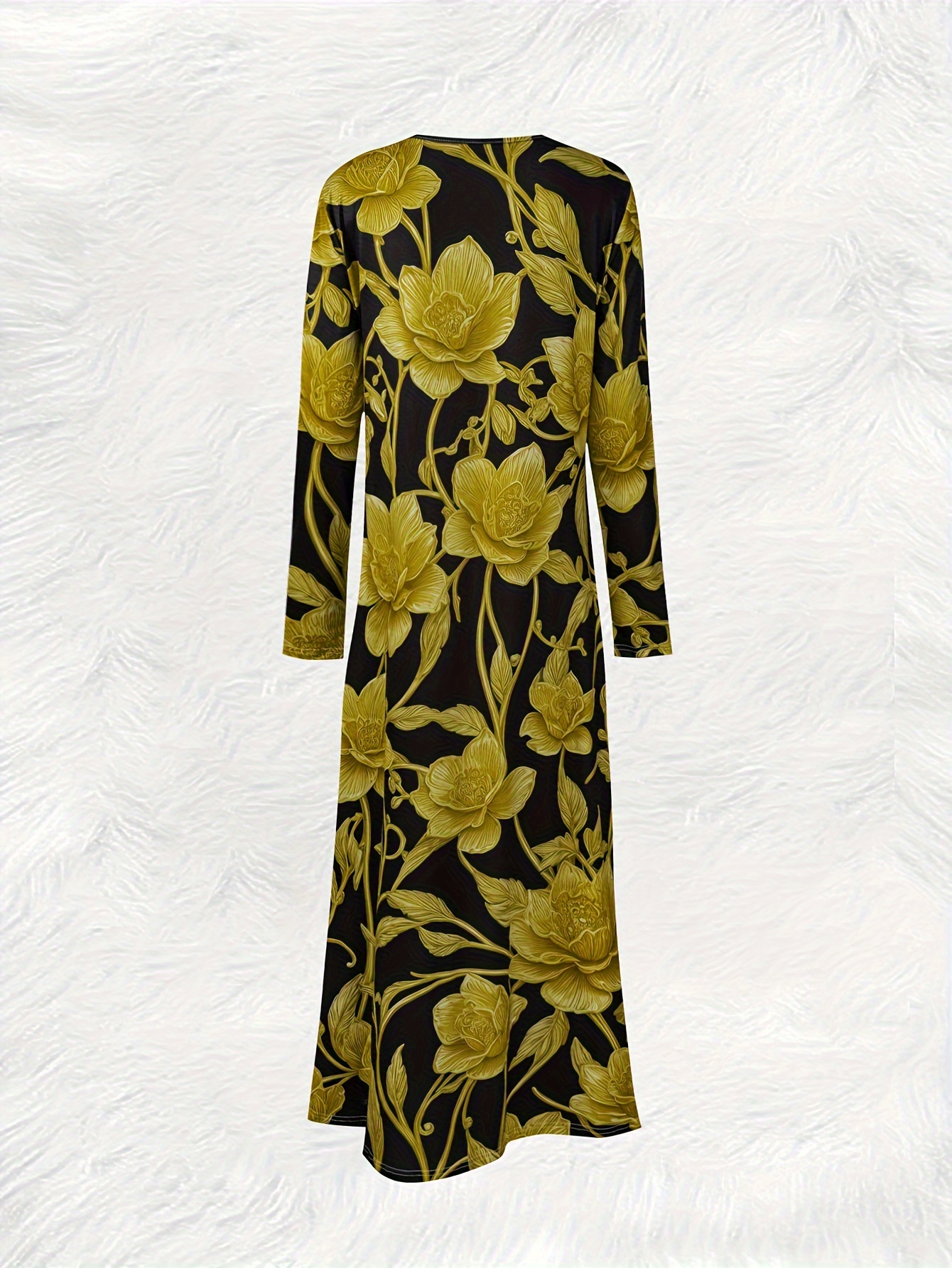Robe à manches longues pour femme, tenue décontractée pour les vacances d'été, robe midi fluide avec ceinture, couleur unie élégante, pour le bureau ou les soirées