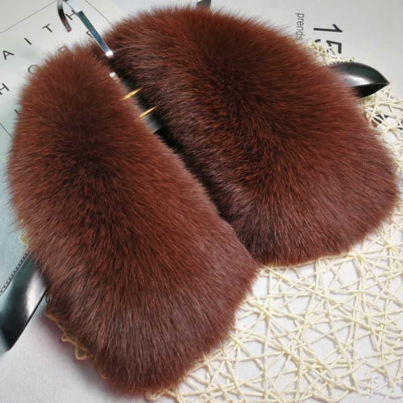 Écharpe en fourrure de renard hiver femmes 100% véritable col de fourrure carrée pour manteau vestes foulards en fourrure naturelle cou châles chauds pour hommes 50-60 cm