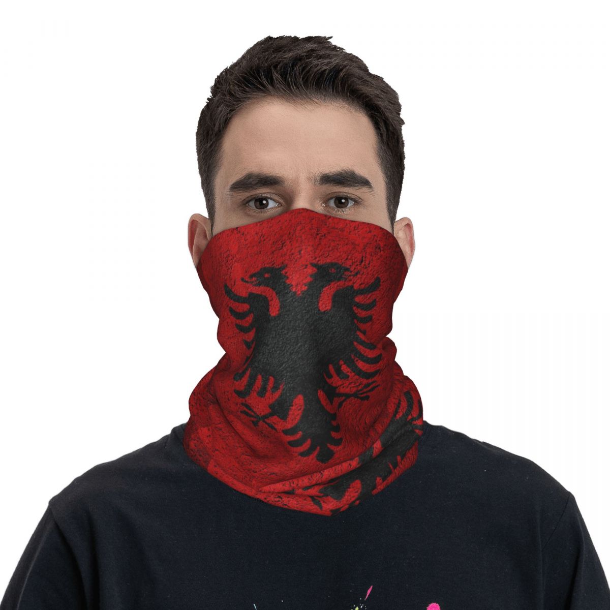 Guêtre de cou Bandana drapeau albanie, écharpe faciale imprimée, bandeau multifonction, cyclisme pour hommes femmes adultes lavable