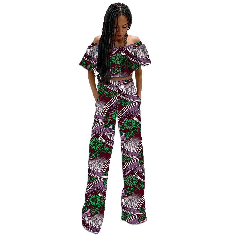 Couture africaine Design Original femmes Mini haut avec pantalon droit fête loisirs chauds ensemble femme Ankara tenues