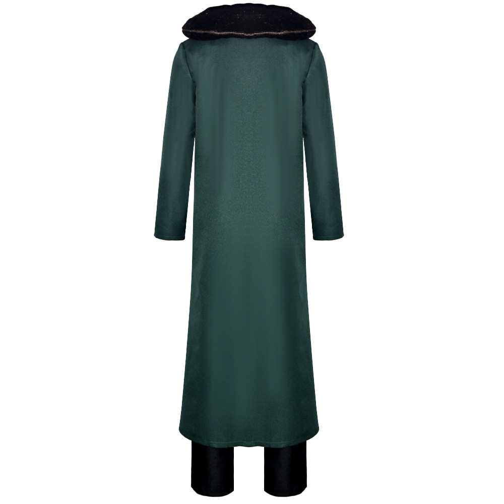 Costume de Cosplay Kuzan, tenue Aokiji avec chapeau, Trench-Coat vert long avec col en fourrure, Costume de carnaval d'halloween