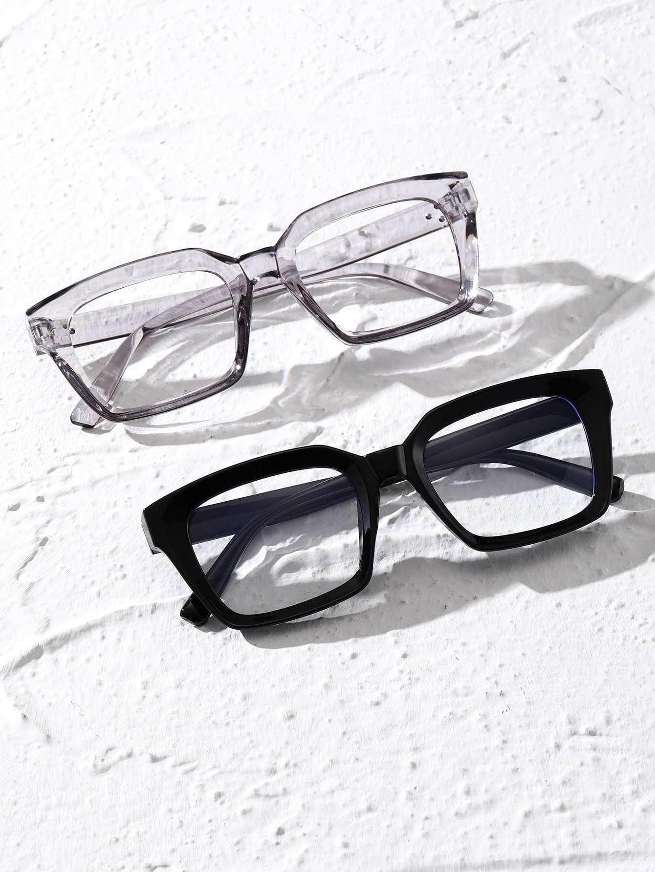 Lunettes transparentes à monture géométrique en plastique, 2 pièces, Style académique, Protection, accessoires quotidiens