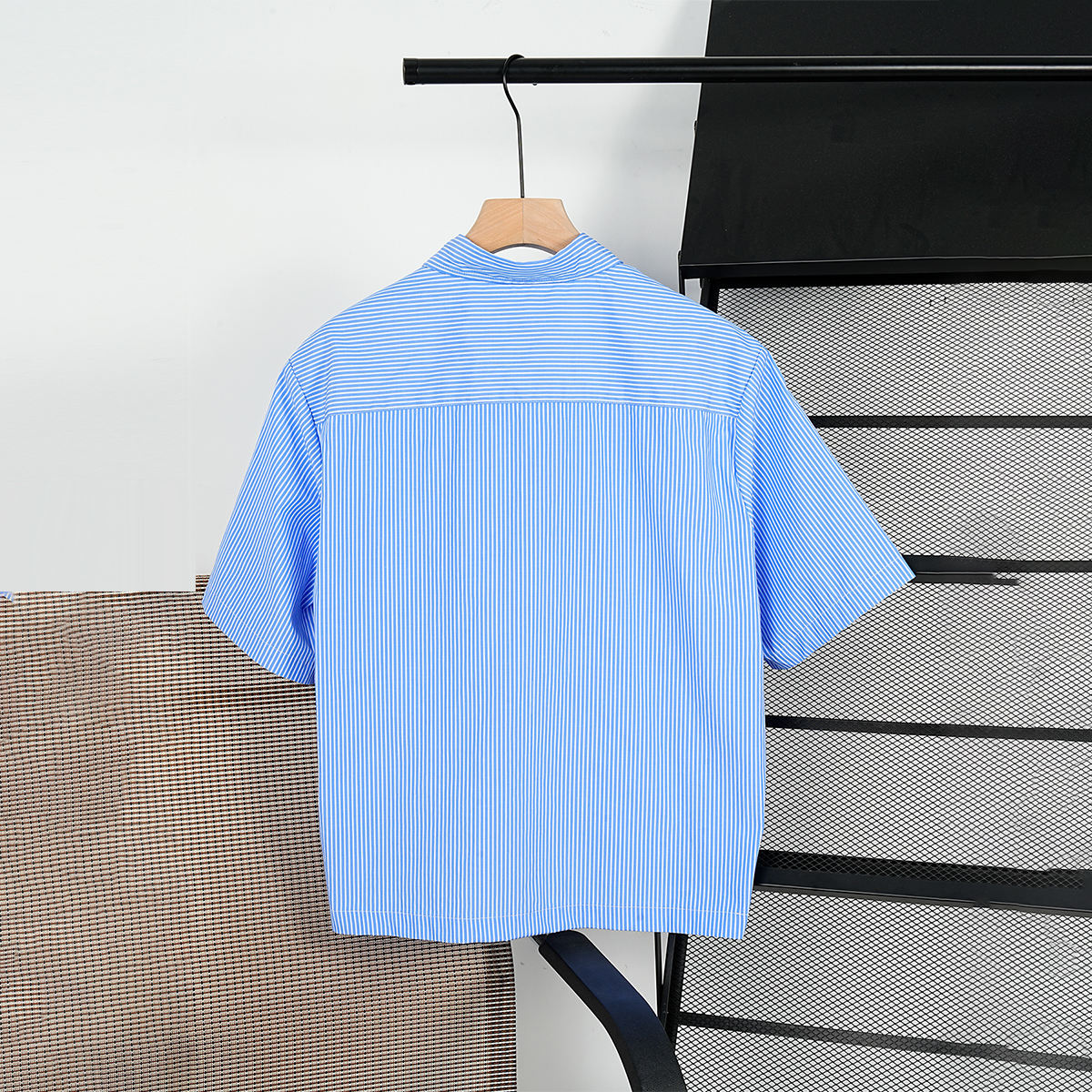 Chemises formelles surdimensionnées d'été pour hommes, robe courte boutonnée, manches courtes, Logo personnalisé rayé, vêtements de travail de bureau, haut