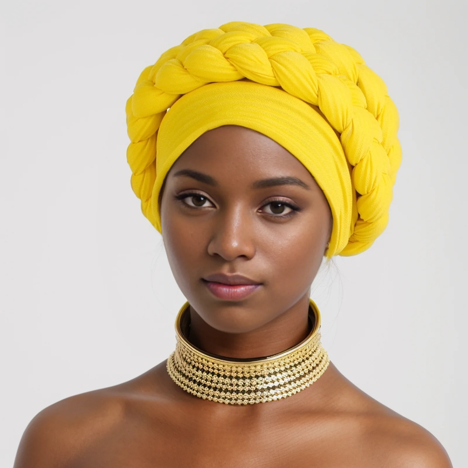 Turban à double tresse Halo pour femmes, enveloppes de sauna africaines déjà fabriquées, pièce de sauna de fête nigériane, chapeau de coiffure, écharpe de sauna féminine, bonnet
