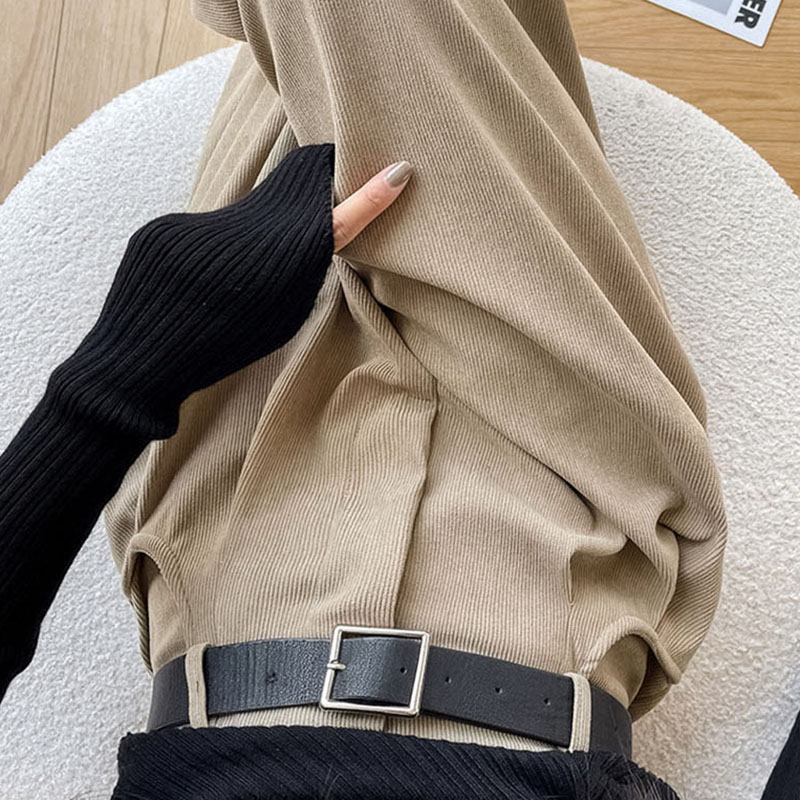 Pantalon droit taille haute en velours côtelé pour femme, pantalon large, vêtements décontractés pour femme, fjFemale, automne, hiver, nouveau