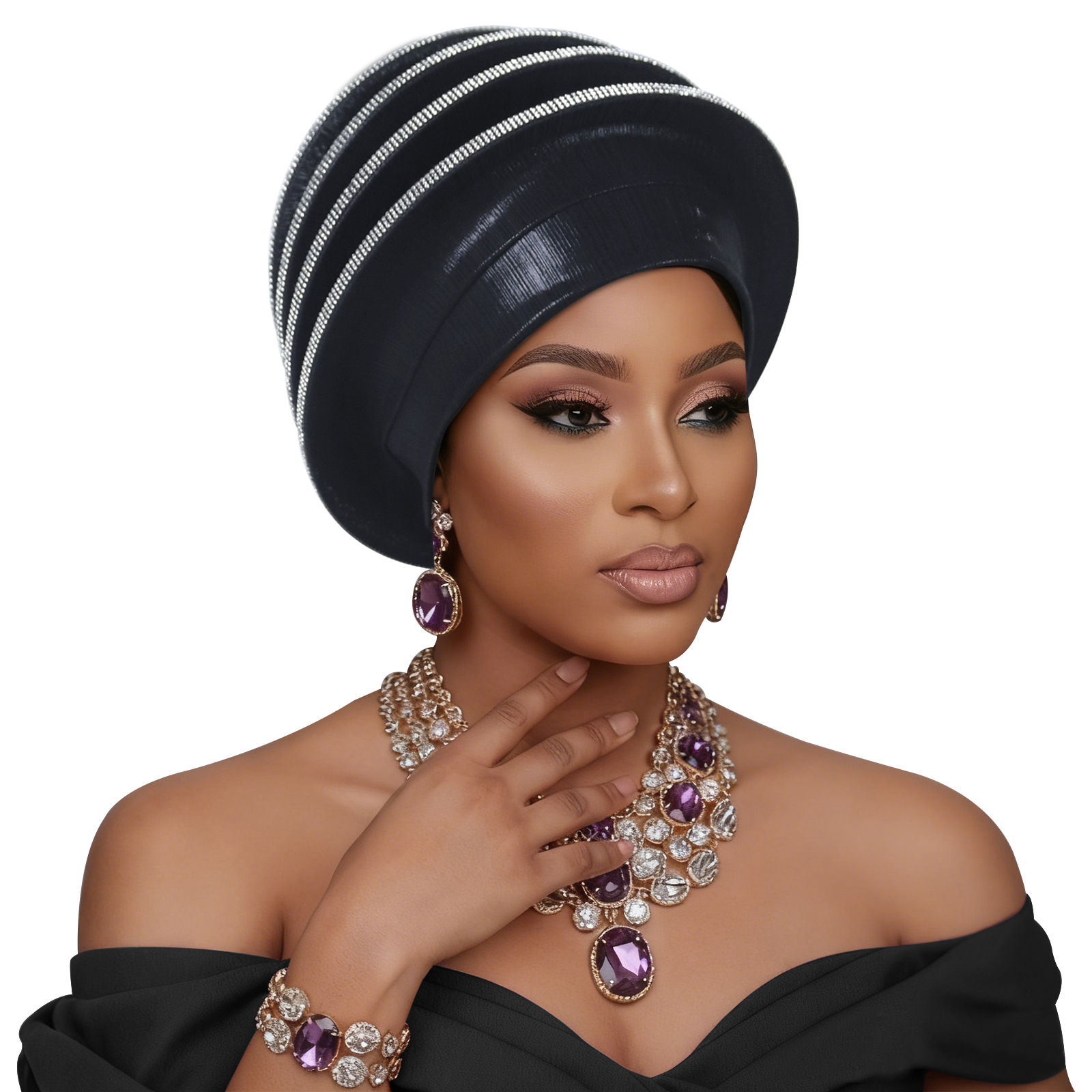 Nouveauté : Bonnets Turban Beret en Diamants pour Femmes, Auto-Gele Africain, Bonnets Féminins Multi-couches, Coiffes Nigérianes, Bonnets Indiens