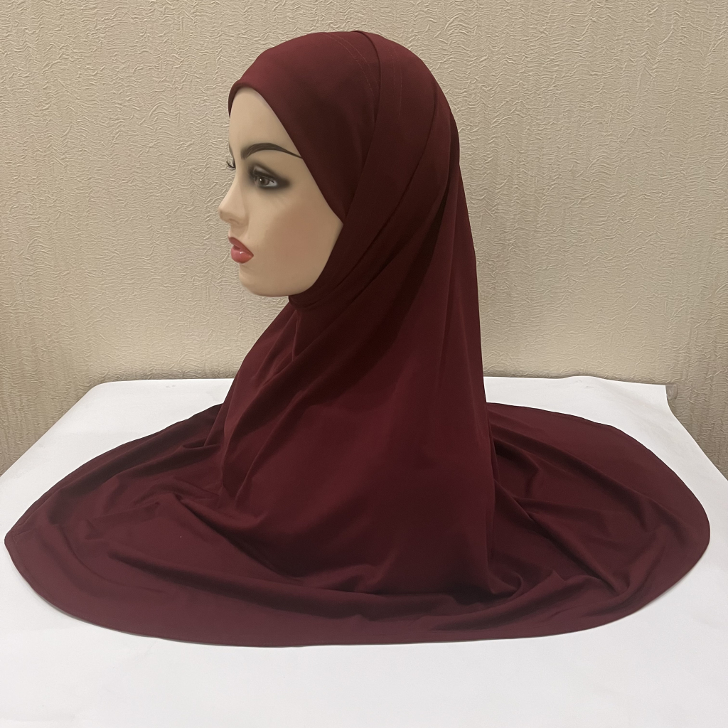 H292 Hijab de prière en Lycra uni, deux pièces, hijab extérieur avec sous-foulard, foulard musulman, foulard islamique, chapeau, bandeau à enfiler, armia