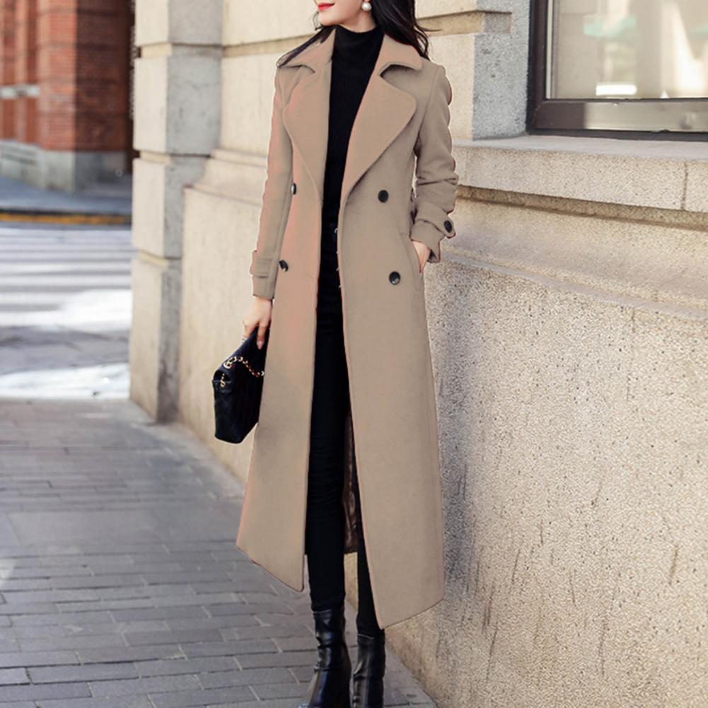 Manteau en laine pour femme, style français décontracté, hiver 2026, élégant, double boutonnage, col vintage, rouge, 80% laine