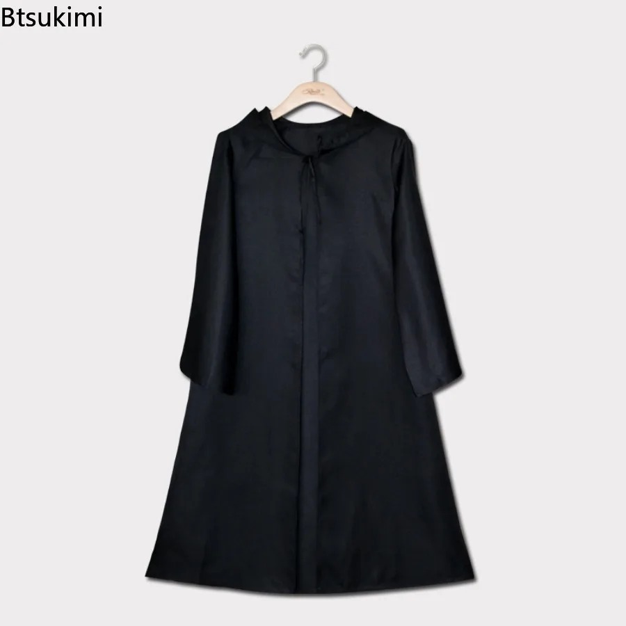 Robe à capuche médiévale pour enfants et adultes, Robe de prêtre moine pour garçon, Costume de Cosplay d'halloween, Cape noire et blanche, tunique de magicien pour hommes, nouvelle collection