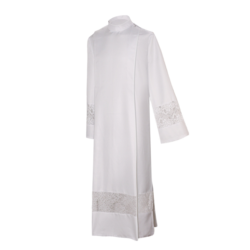Robe de clergé en dentelle, costume de prêtre, surplis, blanc, long, ALB, église catholique, pasteur, prédicateur, olympiques de clerc