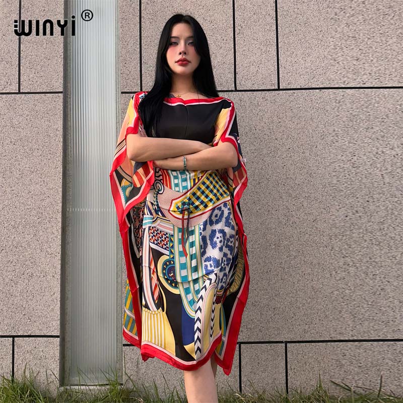 Robe longue WINYI, robe d'été sexy africaine surdimensionnée, imprimé bohème, vêtement de plage pour femmes, robe ample, robe musulmane, robe de plage.