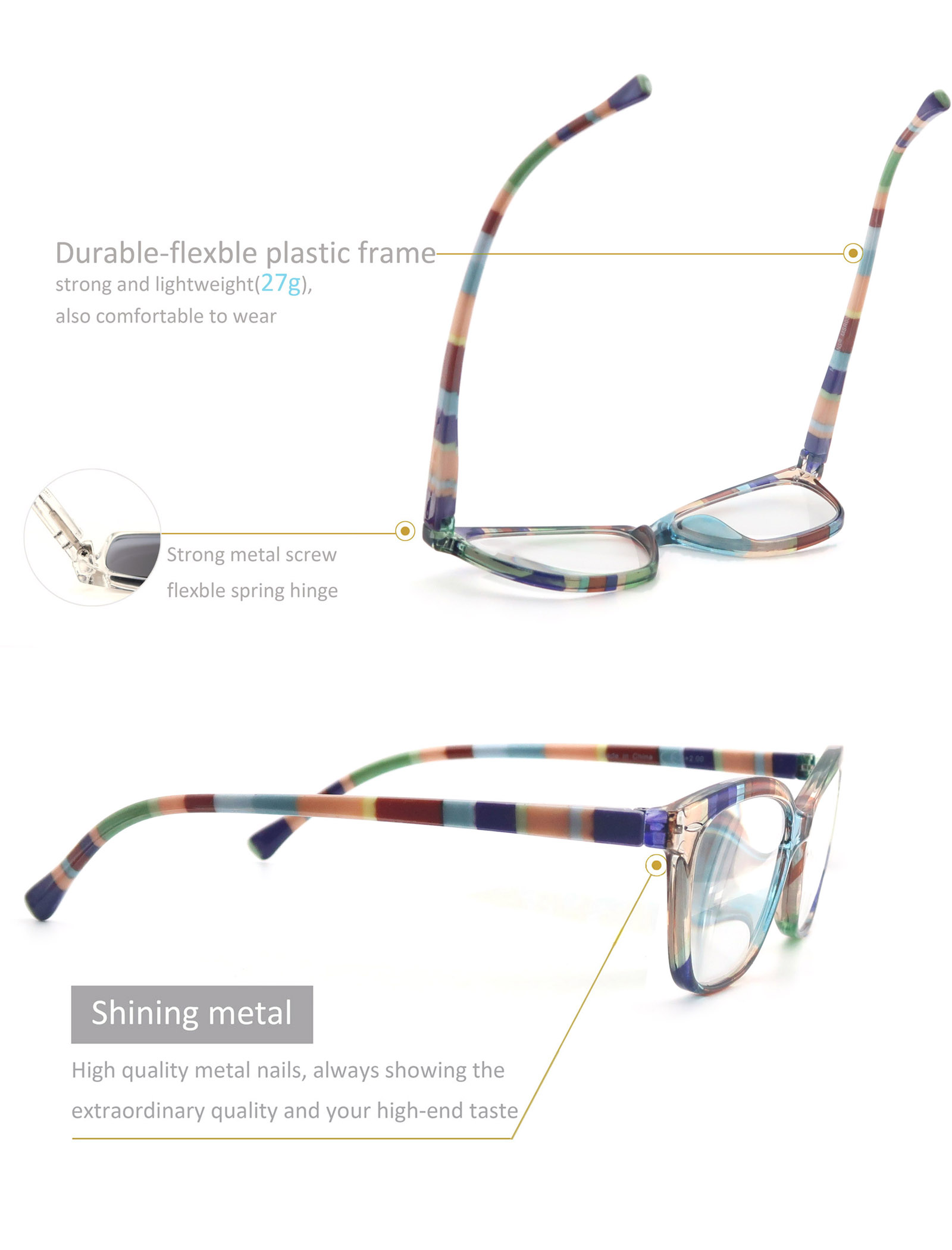 Lunettes de lecture colorées œil de chat pour femmes, monture narclassique, charnière à ressort flexible, lunettes confortables avec dioptries