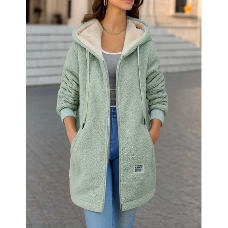 Haut à capuche pour femme manteau d'hiver épaissi doublé polaire sweat Cardigan hiver à la mode nouveau Style veste en laine d'agneau dames