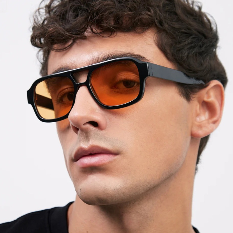 Grandes lunettes de soleil carrées 2025 lunettes de soleil de mode pour femmes hommes lunettes tendance lentille jaune rétro Vintage lunettes voyage 307440