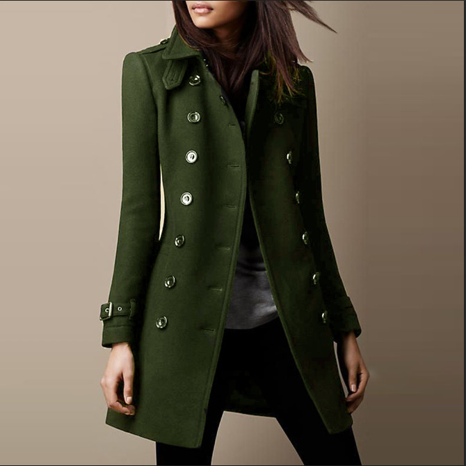 Femmes laine veste manteau automne hiver 2025 Vintage vêtements d'extérieur Double boutonnage col rabattu bureau dame laine pardessus