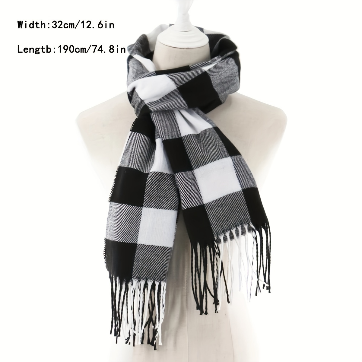 Écharpe à carreaux Imitation cachemire unisexe, doux et solide, châle d'hiver pour femmes, nouvelle enveloppe Bandana Pashmina gland, foulard épais et chaud