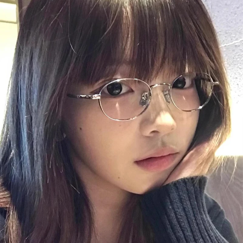 Lunettes ovales Vintage Anti-lumière bleue pour femmes, monture métallique ovale, marque de mode Y2K, montures optiques en métal pour ordinateur
