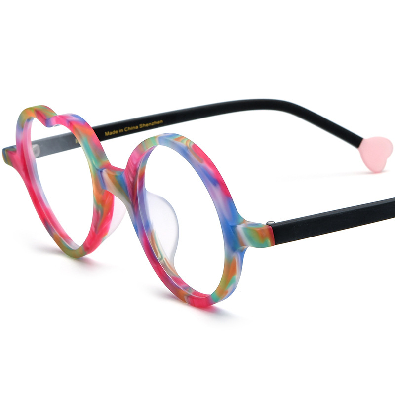Monture de lunettes tendance multicolore pour femmes, de marque, design cœur rond, lunettes japonaises faites à la main pour hommes, montures fines