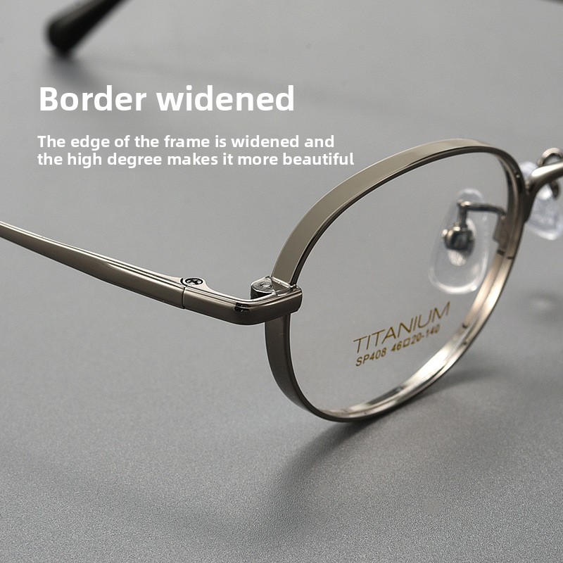 Lunettes ovales à petite monture, monture complète à bord épais en titane pur, style vintage ajusté au visage rond, lunettes artistiques minimalistes