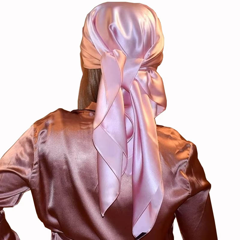 Foulards carrés en soie pour femmes, 90cm, Hijab, mouchoir uni, châles enveloppants, foulard de tête, bandeau féminin, Bandanna islamique
