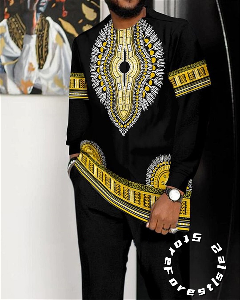 Ensemble de Vêtements Africains pour Homme, Streetwear Décontracté à Manches sulf, Tenue de Marche, 2 Pièces