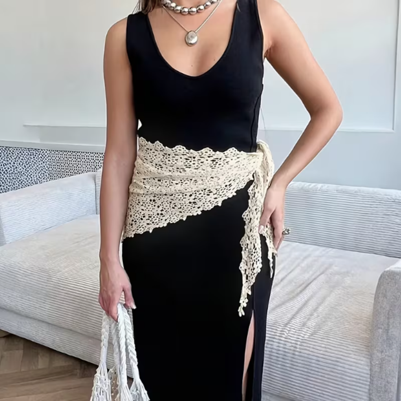 Écharpe triangulaire en crochet ajouré pour femme, bandeau en dentelle vintage, accessoire de cheveux de style bohème, accessoire pour la photographie