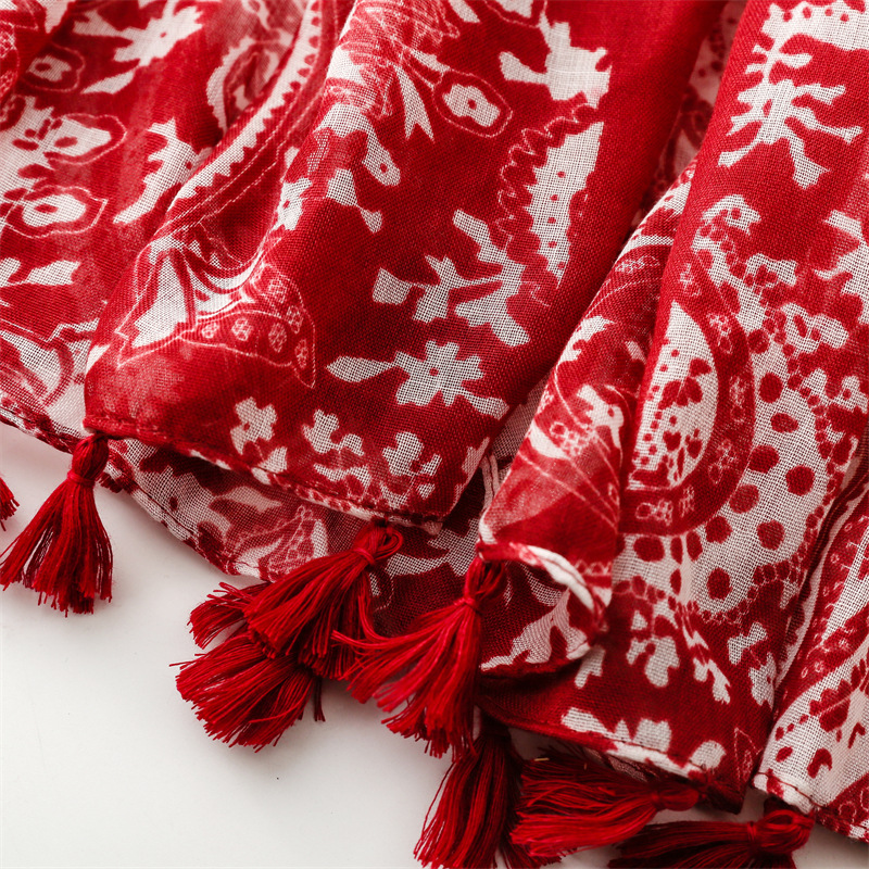 2026 printemps mode marron Paisley Floral gland Viscose châle écharpe dame imprimer doux Pashmina Hijab et enveloppes Foulard musulman